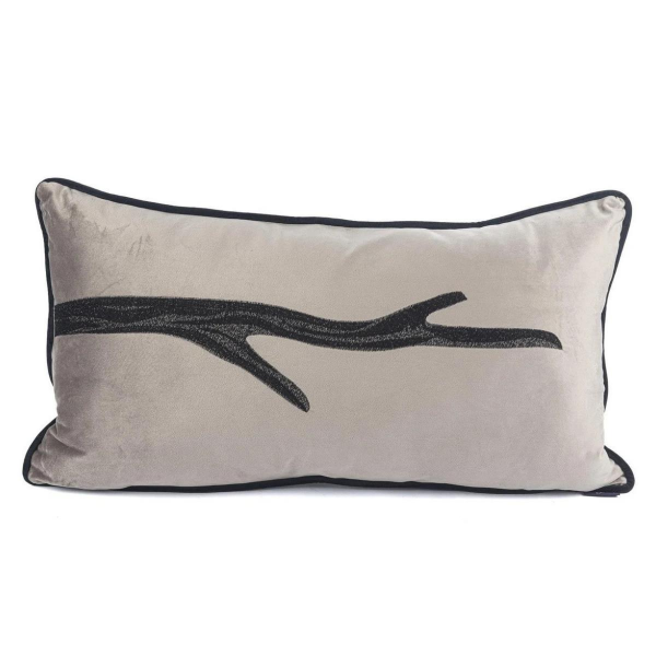 Mikasa Moor Isla Gri Kadife Tek Dal 35x65 Yastık