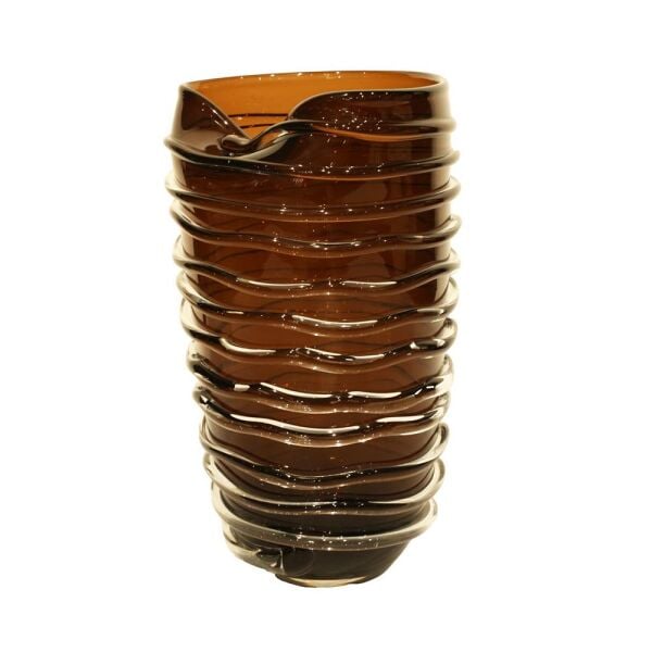 Lucky Art Cam Halkalı Brown By Vazo 22x22x36cm