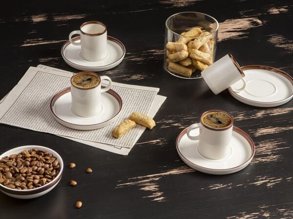 Porland Chopin Bakır 4 Kişilik Kahve Takımı 85cc