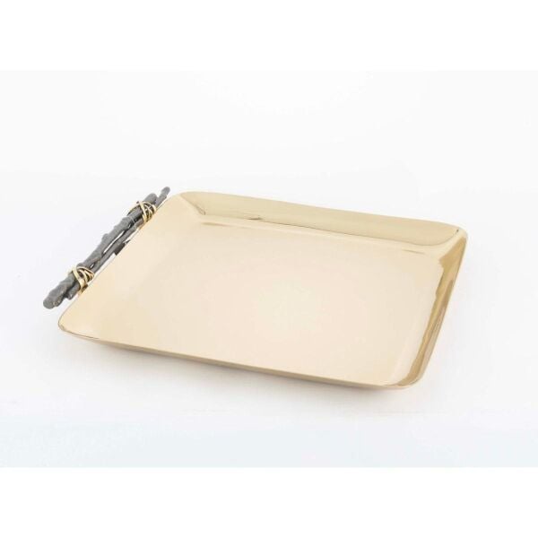 Mikasa Moor Gold Tel Sarma Kulplu Kare Tepsi 28x30cm