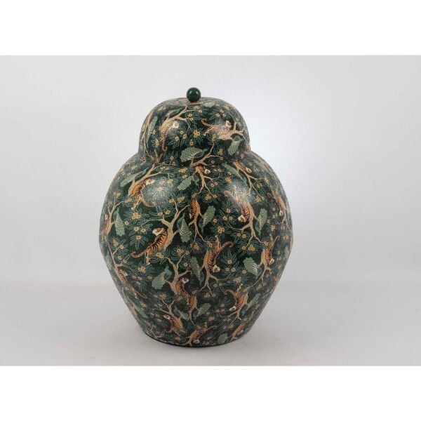 Mikasa Moor Yeşil Kaplanlı Kapaklı Küp 37x44cm