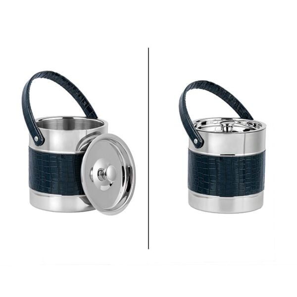 La Medore Blue Croco Leather Ice Bucket  18xl 8x18 Cm