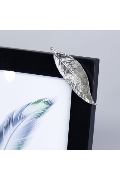 Selim Dekor Yapraklı 13x18 Çerçeve Siyah Gümüş