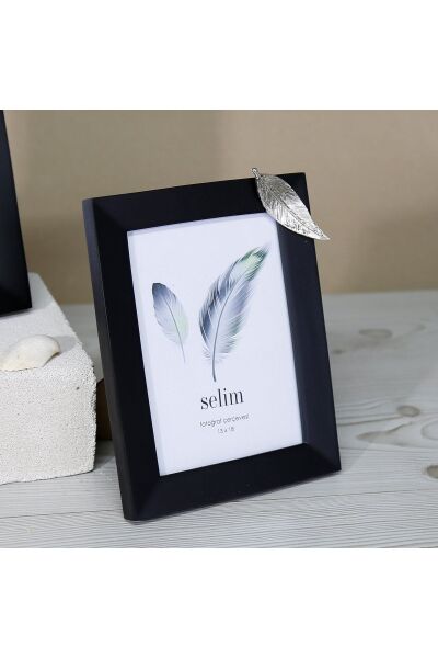 Selim Dekor Yapraklı 13x18 Çerçeve Siyah Gümüş
