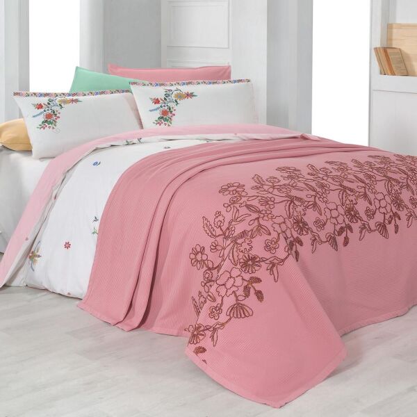 Sarev Eva Mia Tek Kişilik Pike Nevresim Seti 1 Yastık Pembe