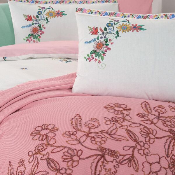 Sarev Eva Mia Tek Kişilik Pike Nevresim Seti 1 Yastık Pembe