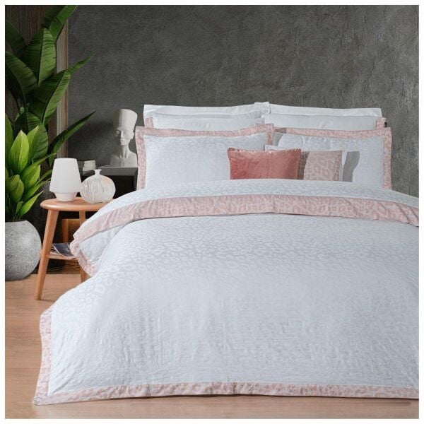 Sarev Lopez Jakarlı Nevresim Takımı Çift Kişilik 4 Yastık Somon