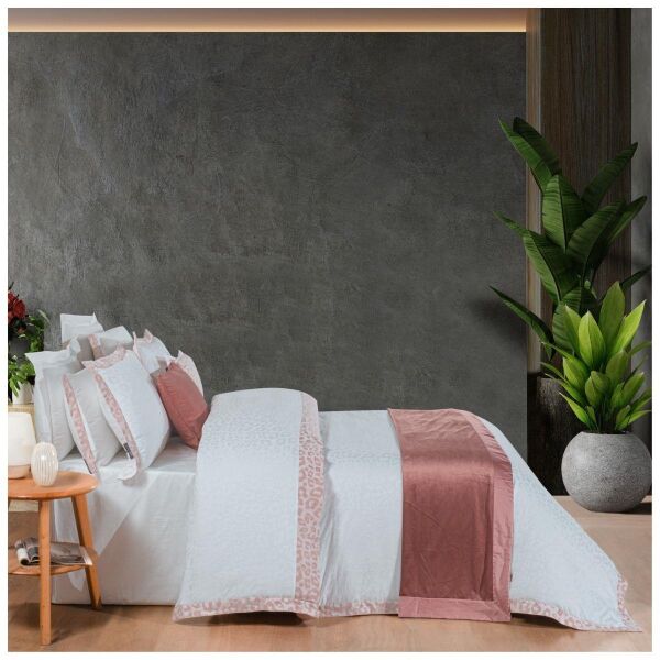 Sarev Lopez Jakarlı Nevresim Takımı Çift Kişilik 4 Yastık Somon