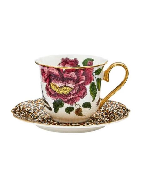 Spode Creatures Of Curiosity Çay Fincan+Tab Beyaz Leopar