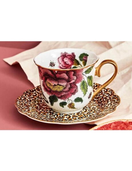 Spode Creatures Of Curiosity Çay Fincan+Tab Beyaz Leopar