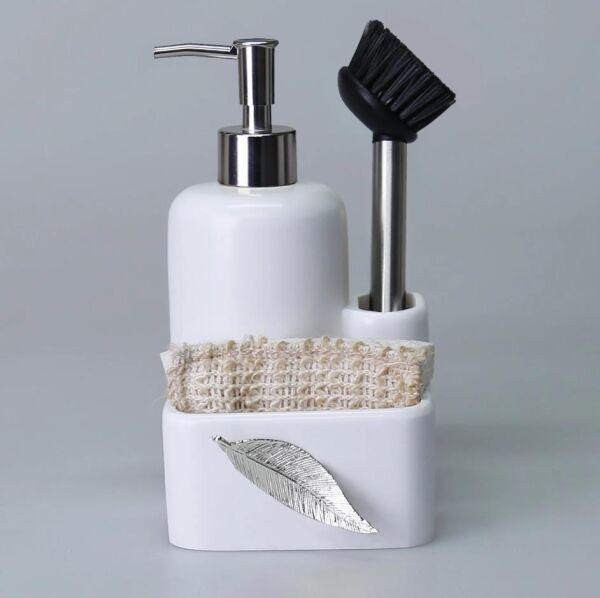 Selim Dekor Leaf Sıvılı Süngerlik Beyaz-Gümüş