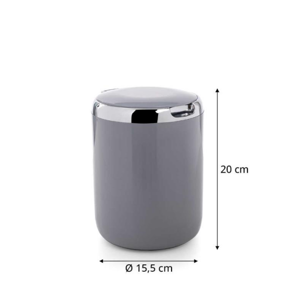 Primanova Pasific Mutfak Tezgah Üstü Plastik Kapaklı Çöp Kovası 3 Lt Gri