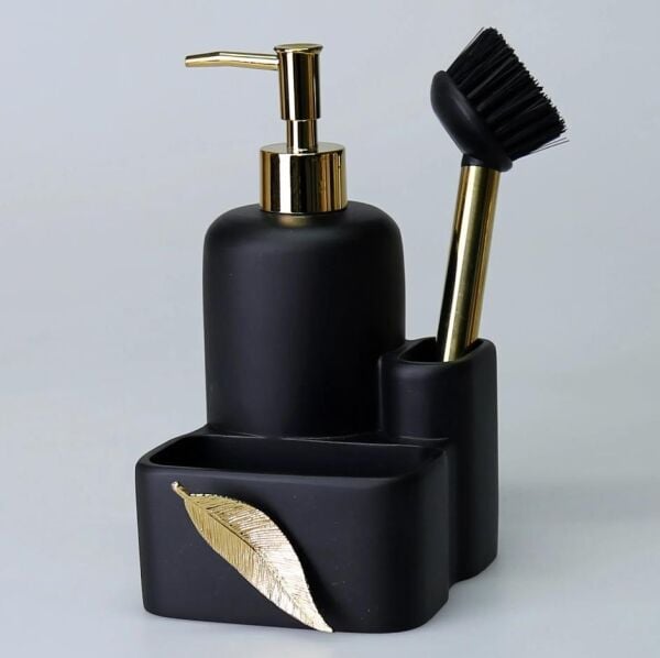 Selim Dekor Leaf Sıvılı Süngerlik Sıyah-Altın