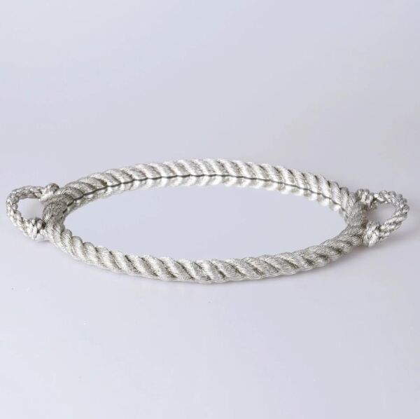 Selim Dekor Rope Aynalı Tepsi Gümüş