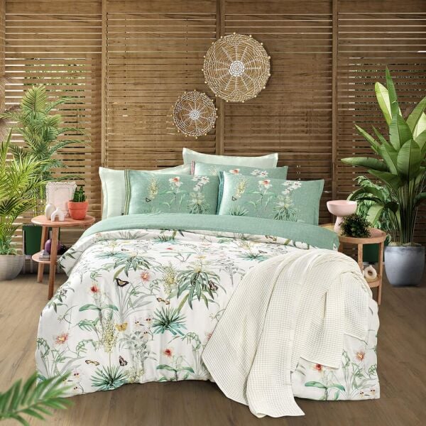 Sarev Felina Nevresim Takımı Çift Kişilik 4 Yastık Yeşil