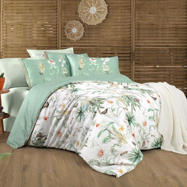 Sarev Felina Nevresim Takımı Çift Kişilik 4 Yastık Yeşil