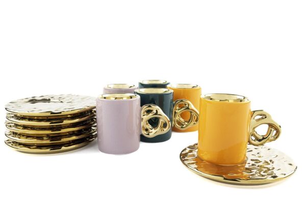 Mikasa Moor Lalin Gold 3 Renkli Asorti Gold 6'lı Kahve Finca