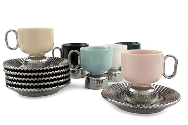 Mikasa Moor Bellis Silver 6 Renk Asorti Silver 6'lı Kahve Fincanı