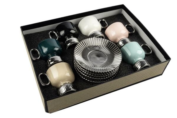 Mikasa Moor Bellis Silver 6 Renk Asorti Silver 6'lı Kahve Fincanı
