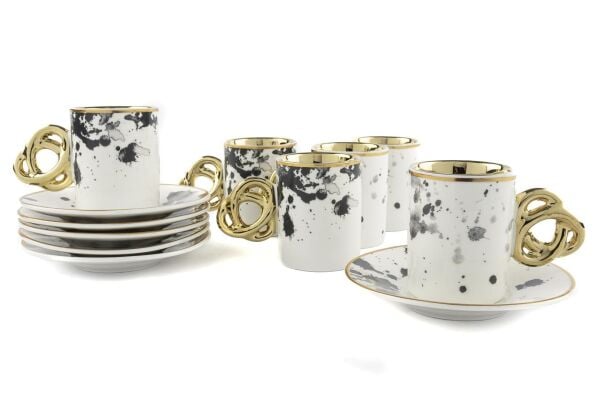 Mikasa Moor Lalin Fraktal Gold 6'lı Kahve Fincanı Seti 90cc