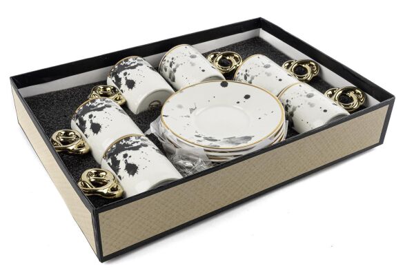 Mikasa Moor Lalin Fraktal Gold 6'lı Kahve Fincanı Seti 90cc