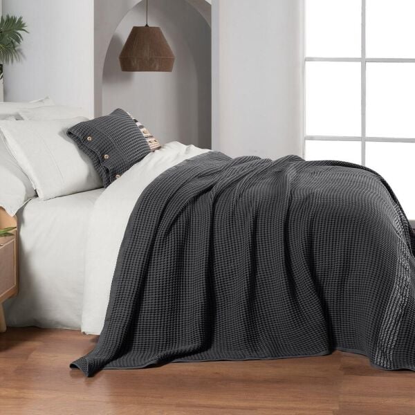 Sarev Polendia Yatak Örtüsü Çift Kişilik Gri