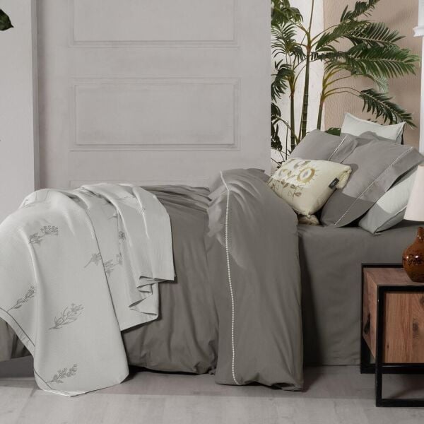 Sarev Eva Eldon Takım Pike Takımı  Nevresim Seti 1 Yastık-Bej