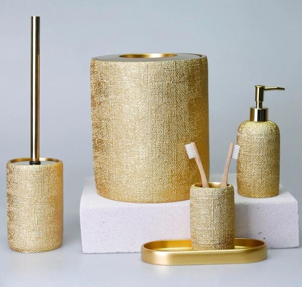 Selim Dekor Natural Banyo Seti Altın