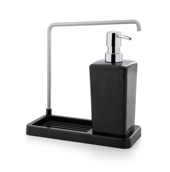 Primanova Luna Askılı Mutfak Sıvı Sabunluk Şeffaf Siyah