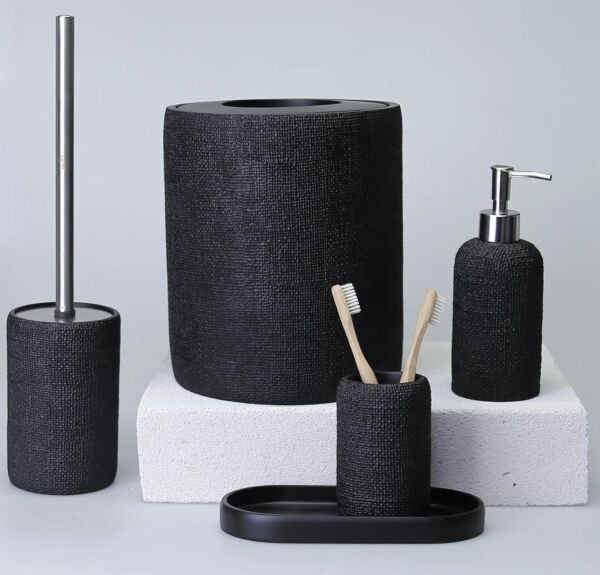 Selim Dekor Natural Banyo Seti Siyah