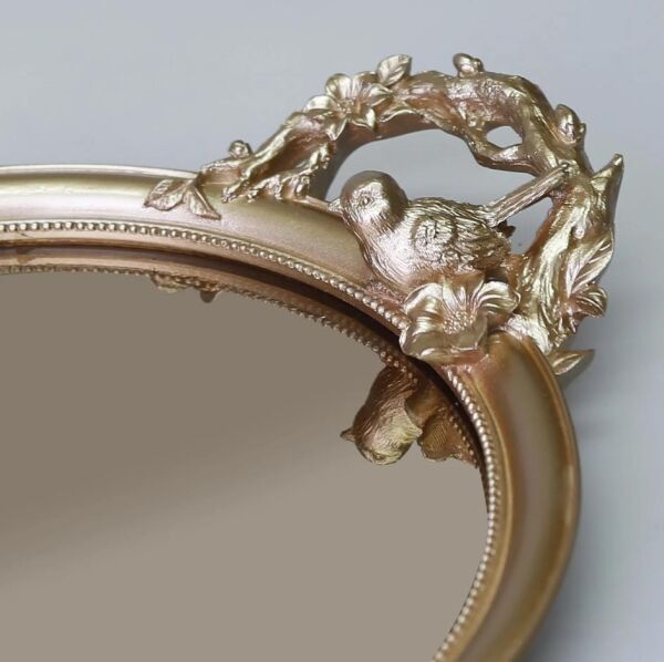 Selim Dekor Velina Aynalı Tepsi Vizon