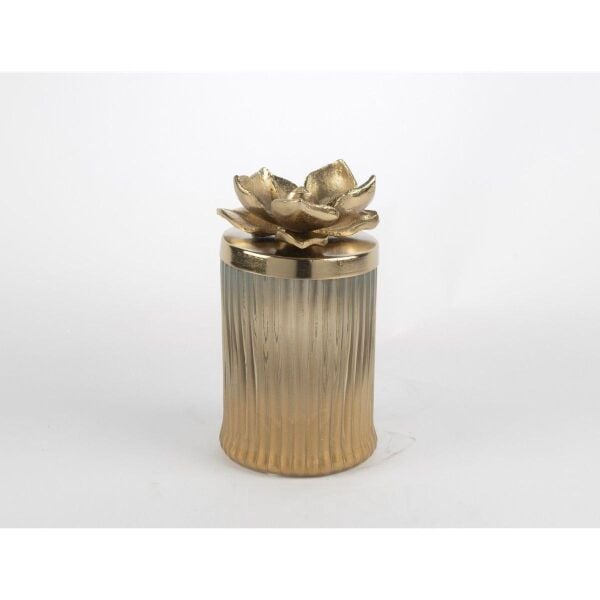 Mikasa Moor Kahverengi Cam Lotus Gold Kapaklı Dekor Obje 23x14cm