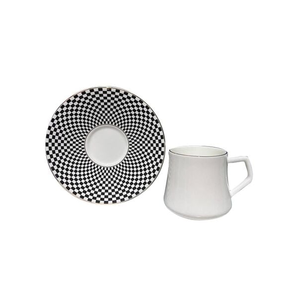 Evaliza Dama B/W 1mm Gold Çay Fincanı 12'li