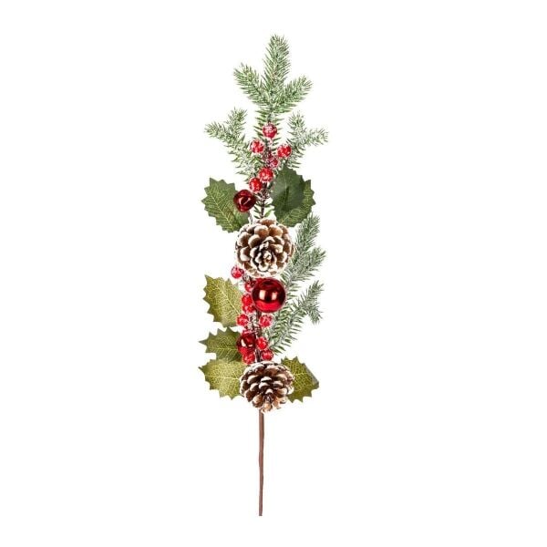 Yılbaşı Süsü Pike Berry Kokina Karlı Kozalaklı Çıngıraklı Kırmızı Yeşil 70 Cm.