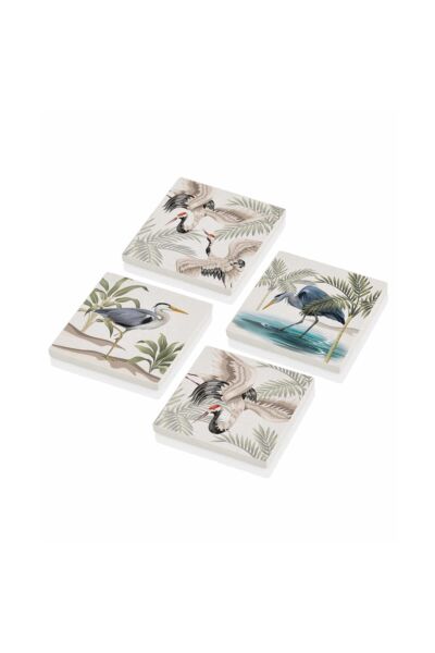 The Mia Taş Bardak Altlığı Bird 4'lü Seti