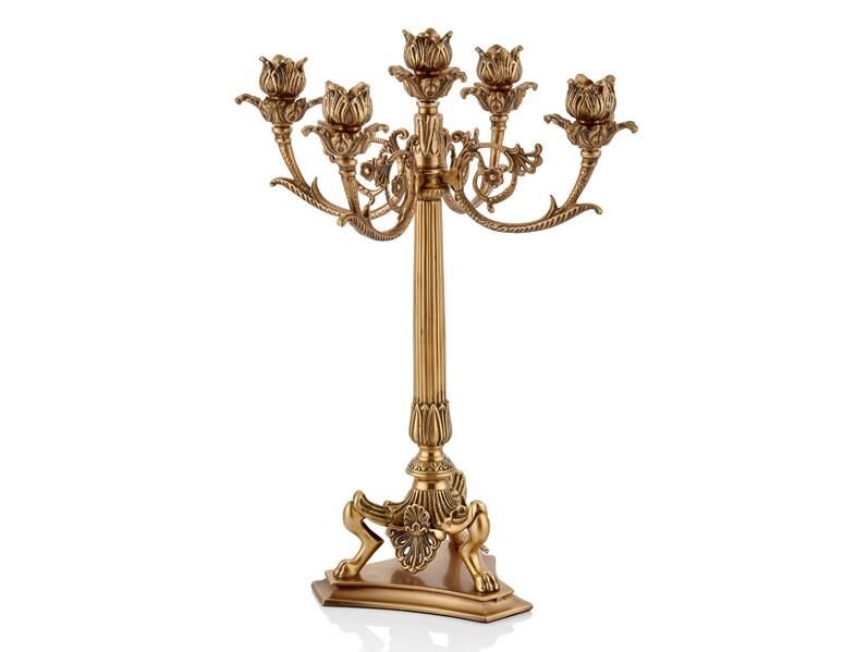 Lamedore Lorde Pirinç 5 Kollu Şamdan 27X37 cm