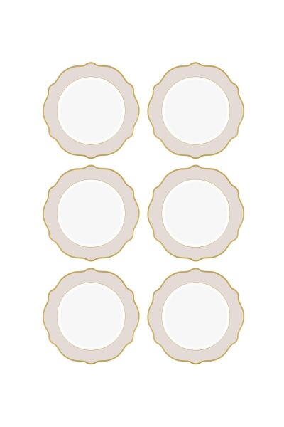 The Mia Jaswely Pasta Tabağı 6 Parça Kum Beji 21 cm