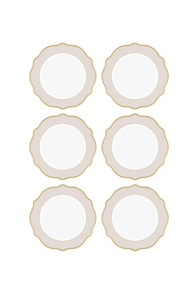 The Mia Jaswely Pasta Tabağı 6 Parça Kum Beji 21 cm