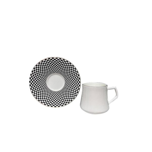 Evaliza Dama B/W 1mm Gold Double Kahve Fincanı 12'li