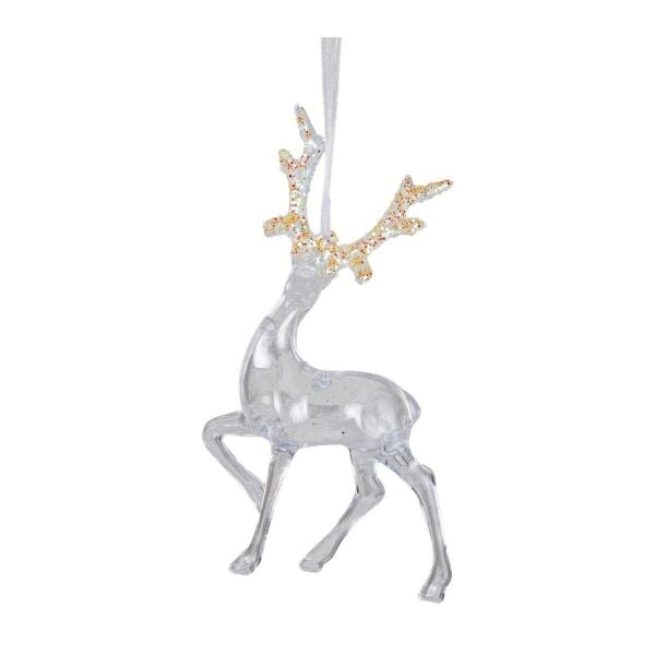 Yılbaşı Süsü Geyik Akrilik Cam Şeffaf 17x9 Cm.