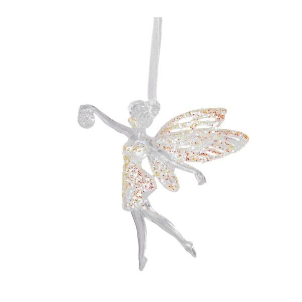 Yılbaşı Süsü Peri Figürlü Akrilik Cam Şeffaf 12x12 Cm.