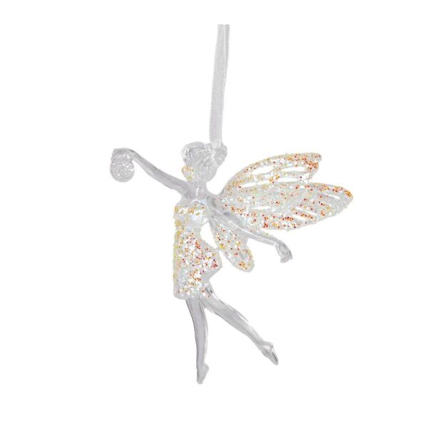 Yılbaşı Süsü Peri Figürlü Akrilik Cam Şeffaf 12x12 Cm.