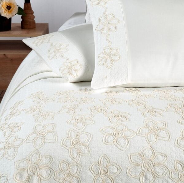 Sarev Shida Havlulu Wedding Pike Seti Çift Kişilik Ekru