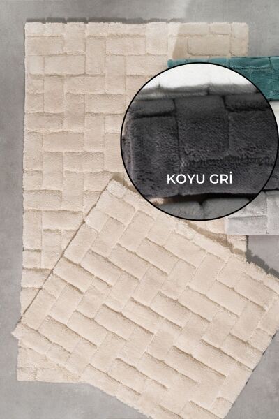 Zebra Casa Felica Pamuk Paspas Seti Koyu Gri