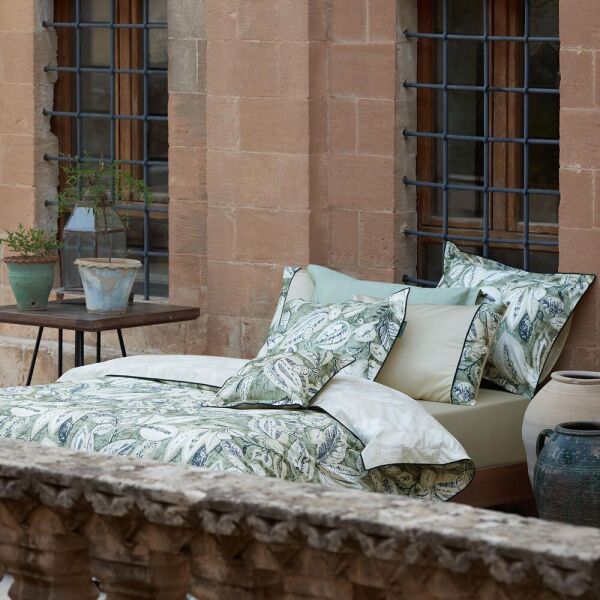 Sarev Bianos Saten Nevresim Takımı Çift Kişilik 4 Yastık Yeşil