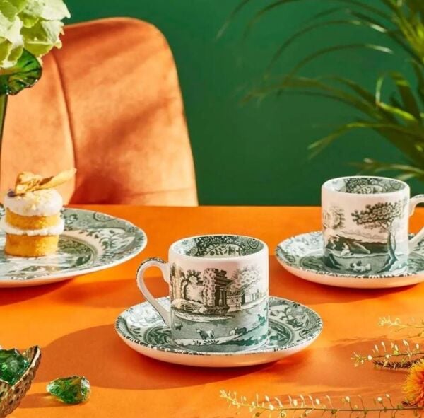 Spode Green Italıan Kahve Fincan+Tabağı