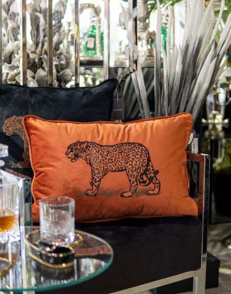 Mikasa Moor Leopar Nakışlı Turuncu 40x60 Yastık