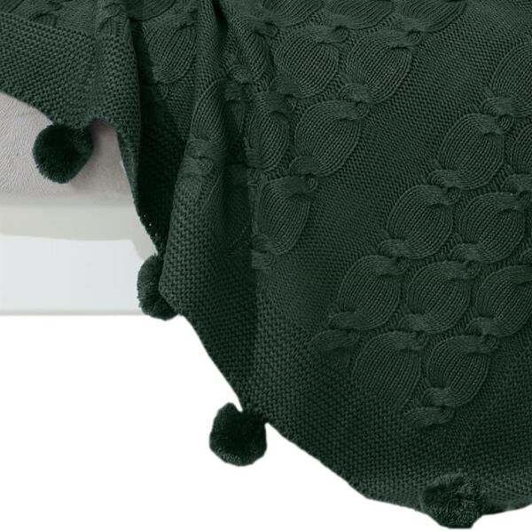 Nazik Home Ponponlu Dekoratif Bella TV Diz Battaniyesi Yeşil 130X170