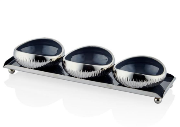 Lamedore Gümüş Tepsi ve 3'lü Kase Seti