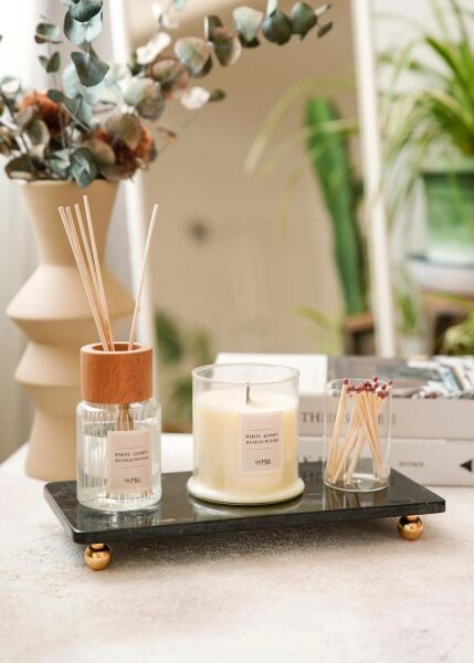 The Mia Marbre Mermer Boncuk Ayaklı Servis 30x15 cm Siyah